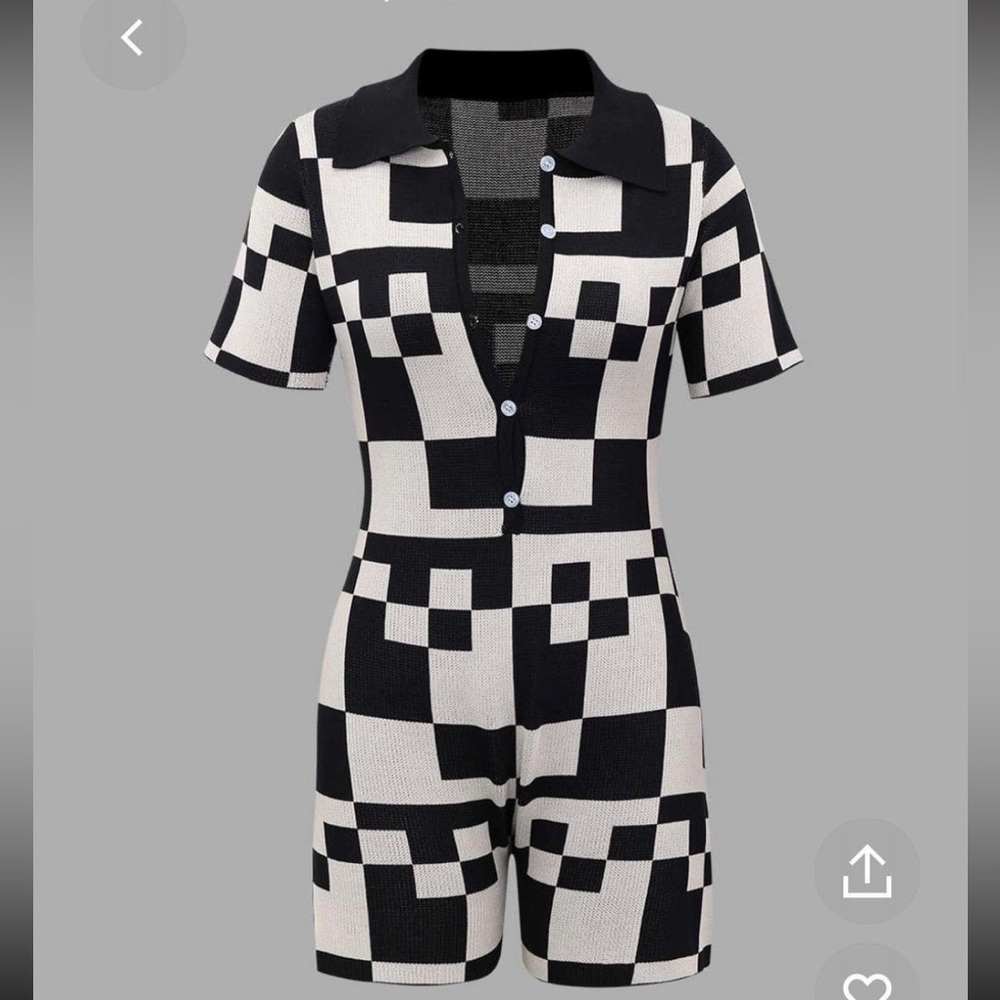 Black and White checkered Romper